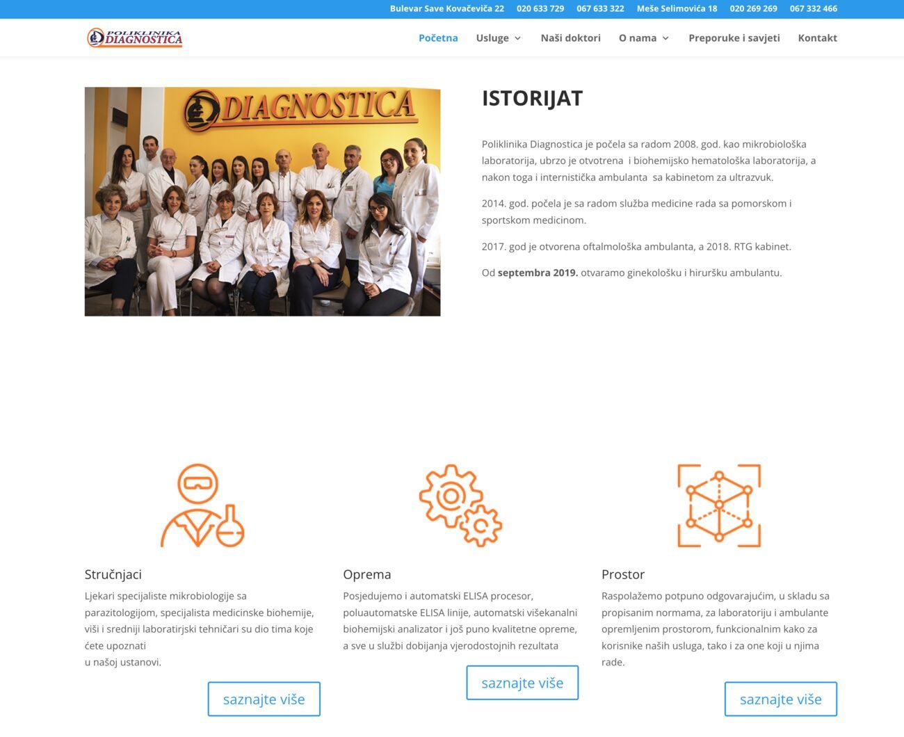 Legacy Diagnostica website — homepage