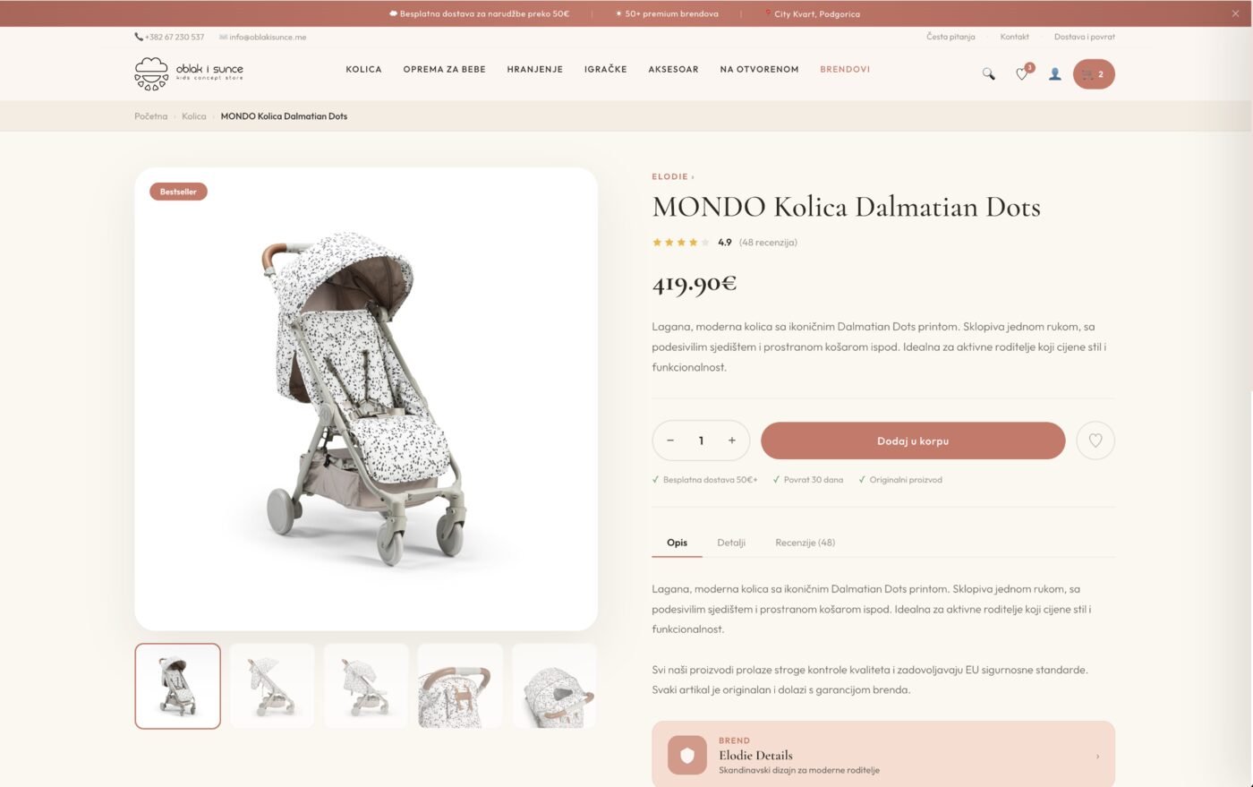 Product detail, gallery & sticky CTA