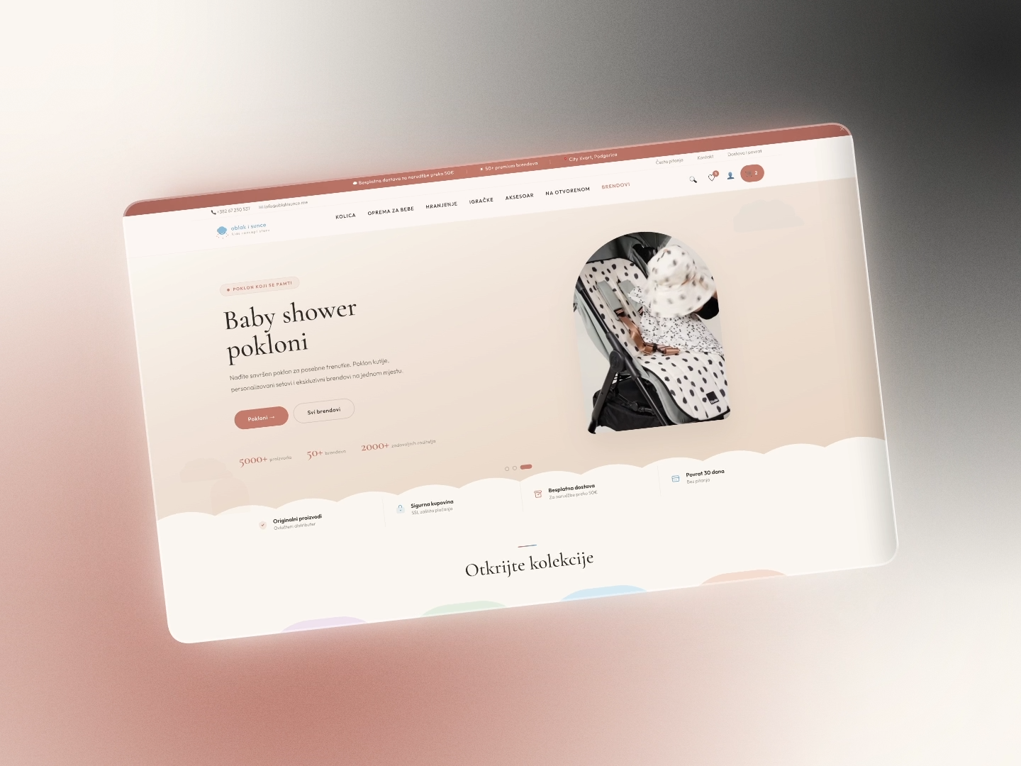 Oblak i Sunce — premium kids and baby e-commerce homepage